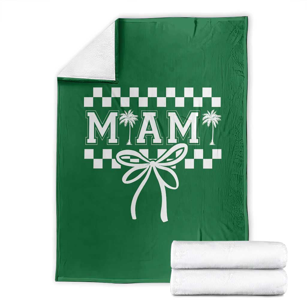 Preppy Miami Bow Aesthetic Throw Blanket Cute Checkered Palm Tree College Girl