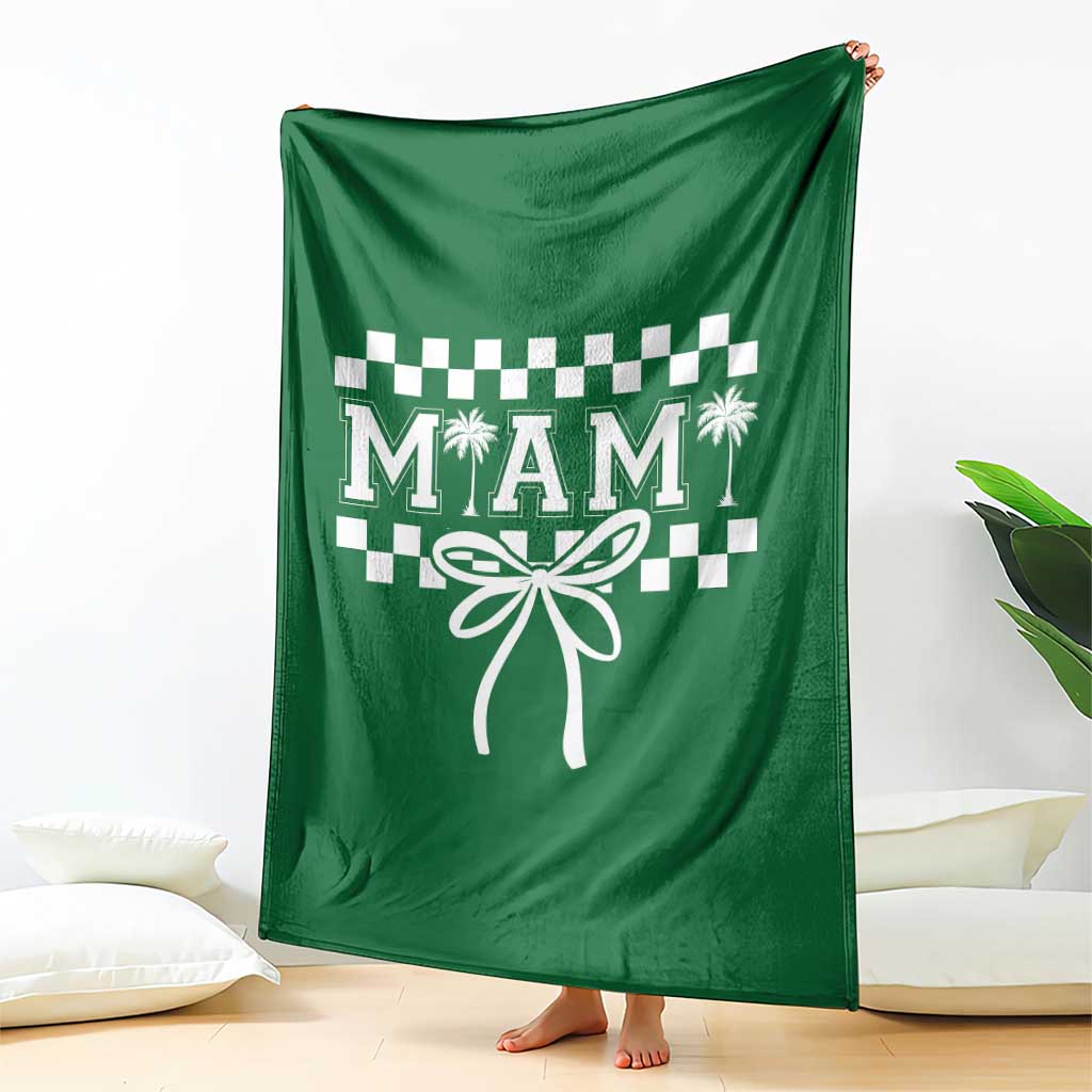 Preppy Miami Bow Aesthetic Throw Blanket Cute Checkered Palm Tree College Girl