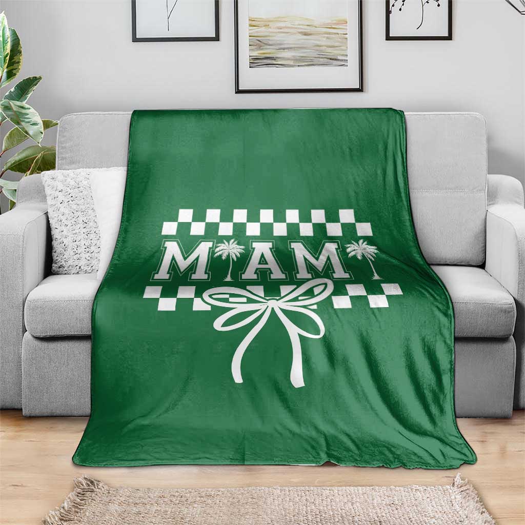 Preppy Miami Bow Aesthetic Throw Blanket Cute Checkered Palm Tree College Girl