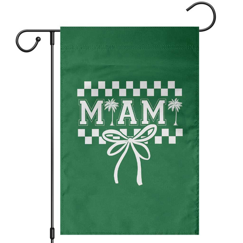 Preppy Miami Bow Aesthetic Garden Flag Cute Checkered Palm Tree College Girl