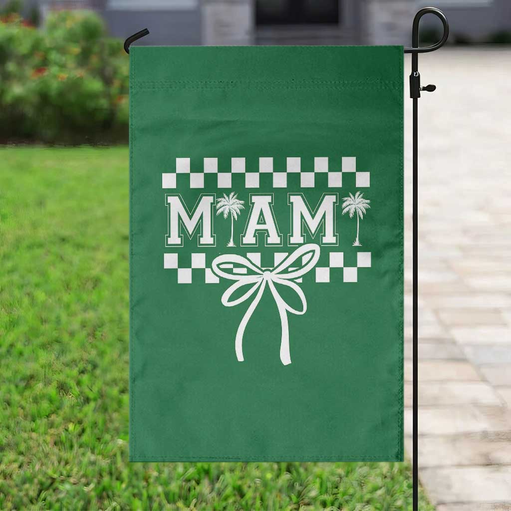 Preppy Miami Bow Aesthetic Garden Flag Cute Checkered Palm Tree College Girl
