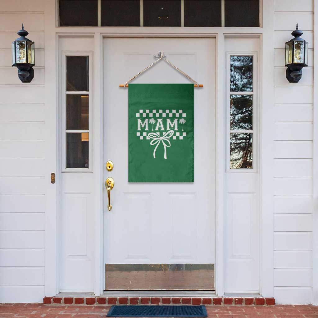 Preppy Miami Bow Aesthetic Garden Flag Cute Checkered Palm Tree College Girl