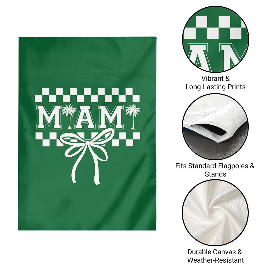 Preppy Miami Bow Aesthetic Garden Flag Cute Checkered Palm Tree College Girl
