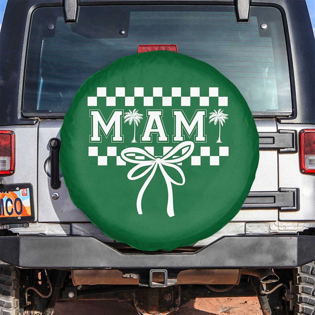Preppy Miami Bow Aesthetic Spare Tire Cover Cute Checkered Palm Tree College Girl