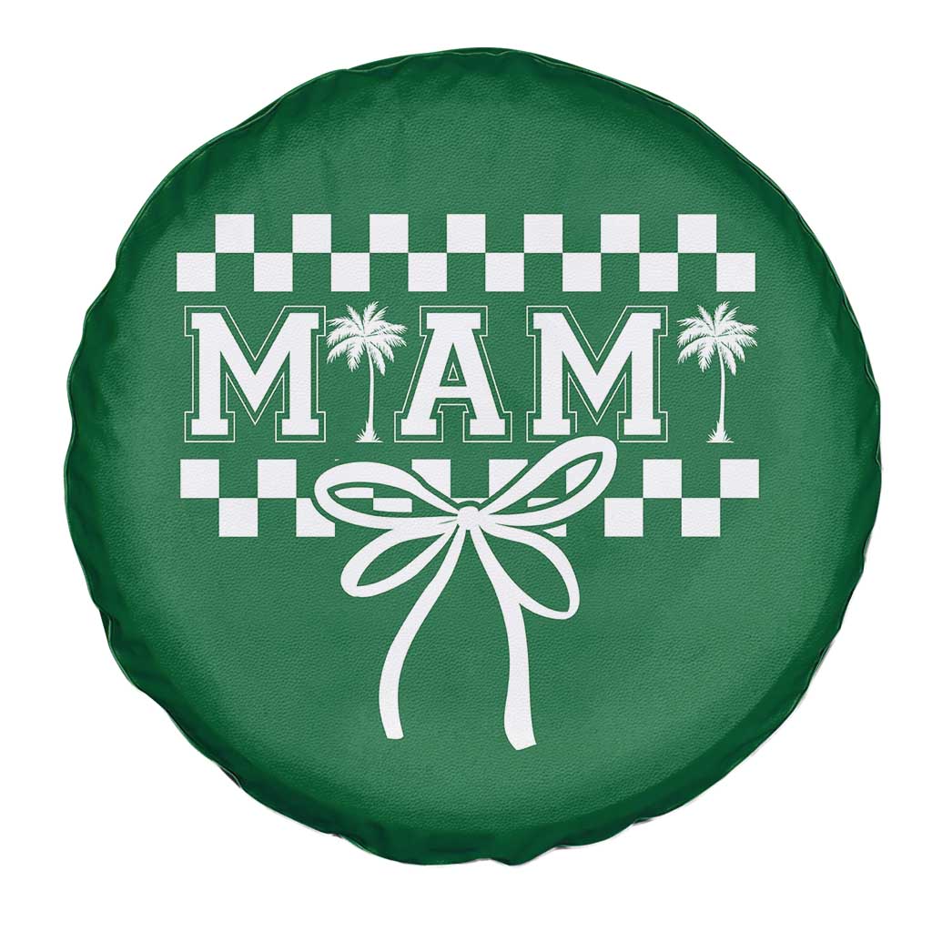 Preppy Miami Bow Aesthetic Spare Tire Cover Cute Checkered Palm Tree College Girl