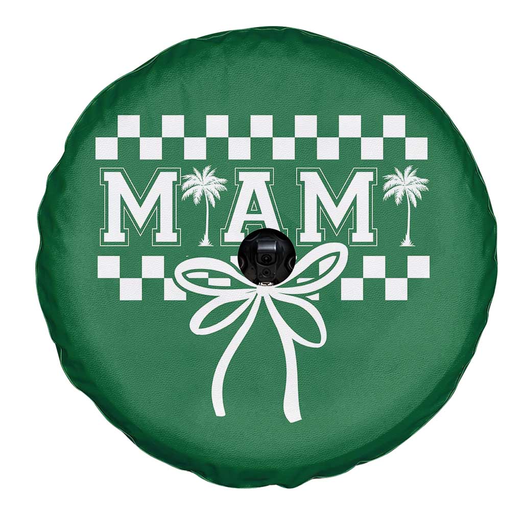 Preppy Miami Bow Aesthetic Spare Tire Cover Cute Checkered Palm Tree College Girl
