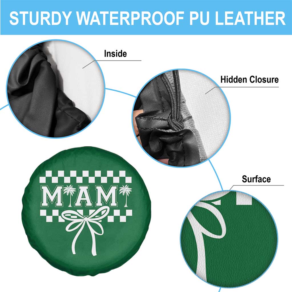 Preppy Miami Bow Aesthetic Spare Tire Cover Cute Checkered Palm Tree College Girl
