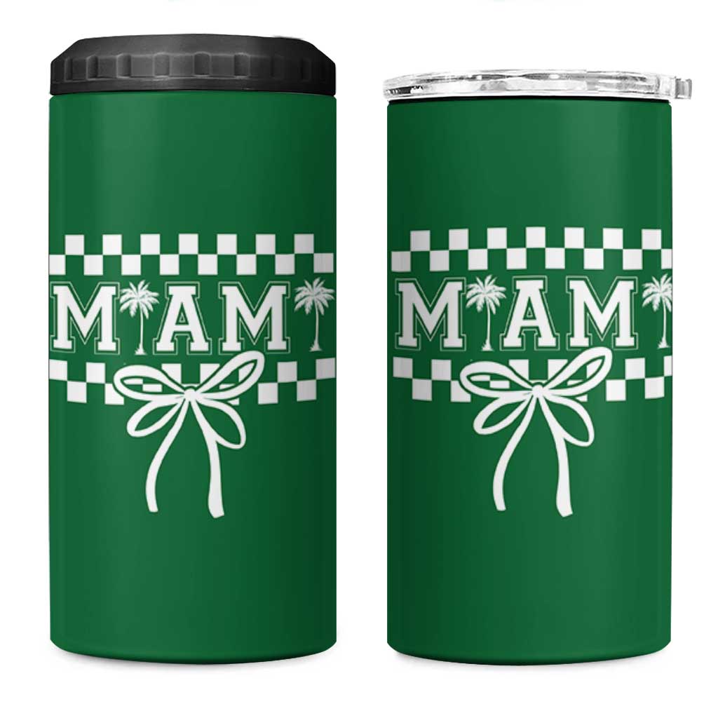 Preppy Miami Bow Aesthetic 4 in 1 Can Cooler Tumbler Cute Checkered Palm Tree College Girl