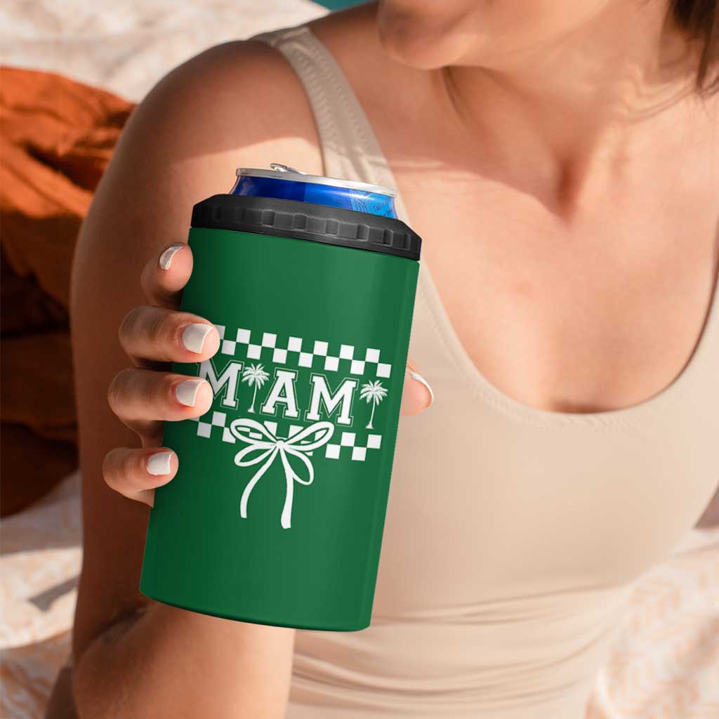 Preppy Miami Bow Aesthetic 4 in 1 Can Cooler Tumbler Cute Checkered Palm Tree College Girl