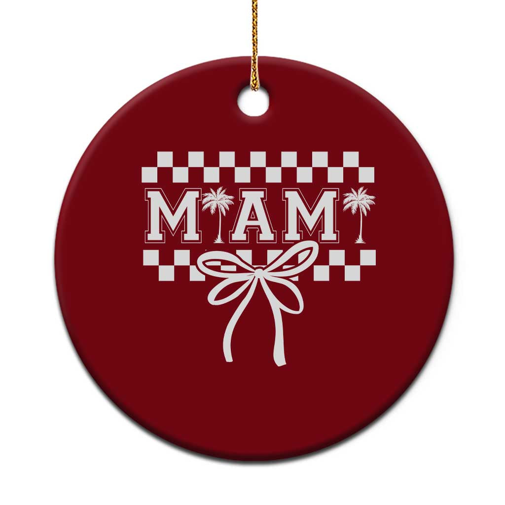 Preppy Miami Bow Aesthetic Ceramic Ornament Cute Checkered Palm Tree College Girl