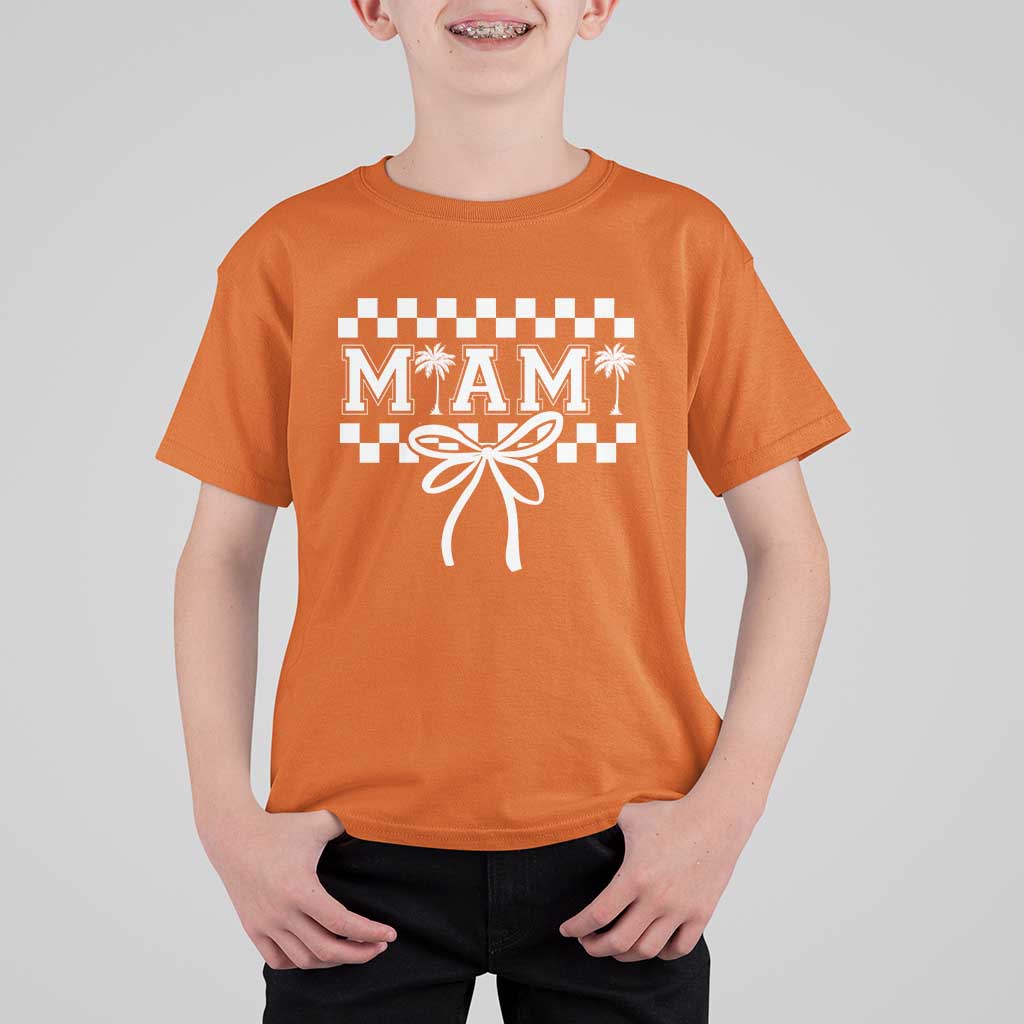 Preppy Miami Bow Aesthetic T Shirt For Kid Cute Checkered Palm Tree College Girl