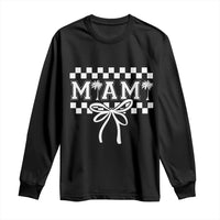 Preppy Miami Bow Aesthetic Long Sleeve Shirt Cute Checkered Palm Tree College Girl