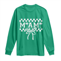Preppy Miami Bow Aesthetic Long Sleeve Shirt Cute Checkered Palm Tree College Girl