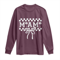 Preppy Miami Bow Aesthetic Long Sleeve Shirt Cute Checkered Palm Tree College Girl