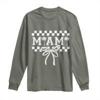 Preppy Miami Bow Aesthetic Long Sleeve Shirt Cute Checkered Palm Tree College Girl