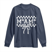 Preppy Miami Bow Aesthetic Long Sleeve Shirt Cute Checkered Palm Tree College Girl