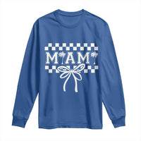 Preppy Miami Bow Aesthetic Long Sleeve Shirt Cute Checkered Palm Tree College Girl