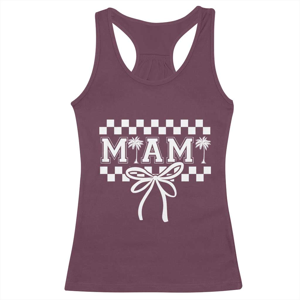 Preppy Miami Bow Aesthetic Racerback Tank Top Cute Checkered Palm Tree College Girl