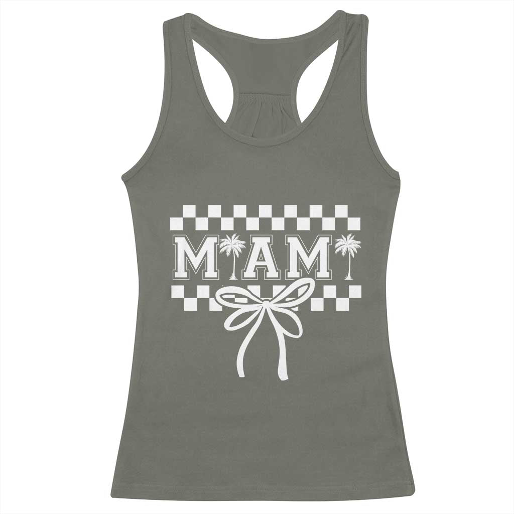 Preppy Miami Bow Aesthetic Racerback Tank Top Cute Checkered Palm Tree College Girl