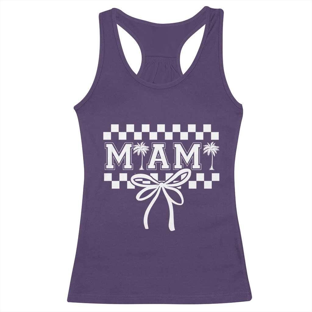 Preppy Miami Bow Aesthetic Racerback Tank Top Cute Checkered Palm Tree College Girl