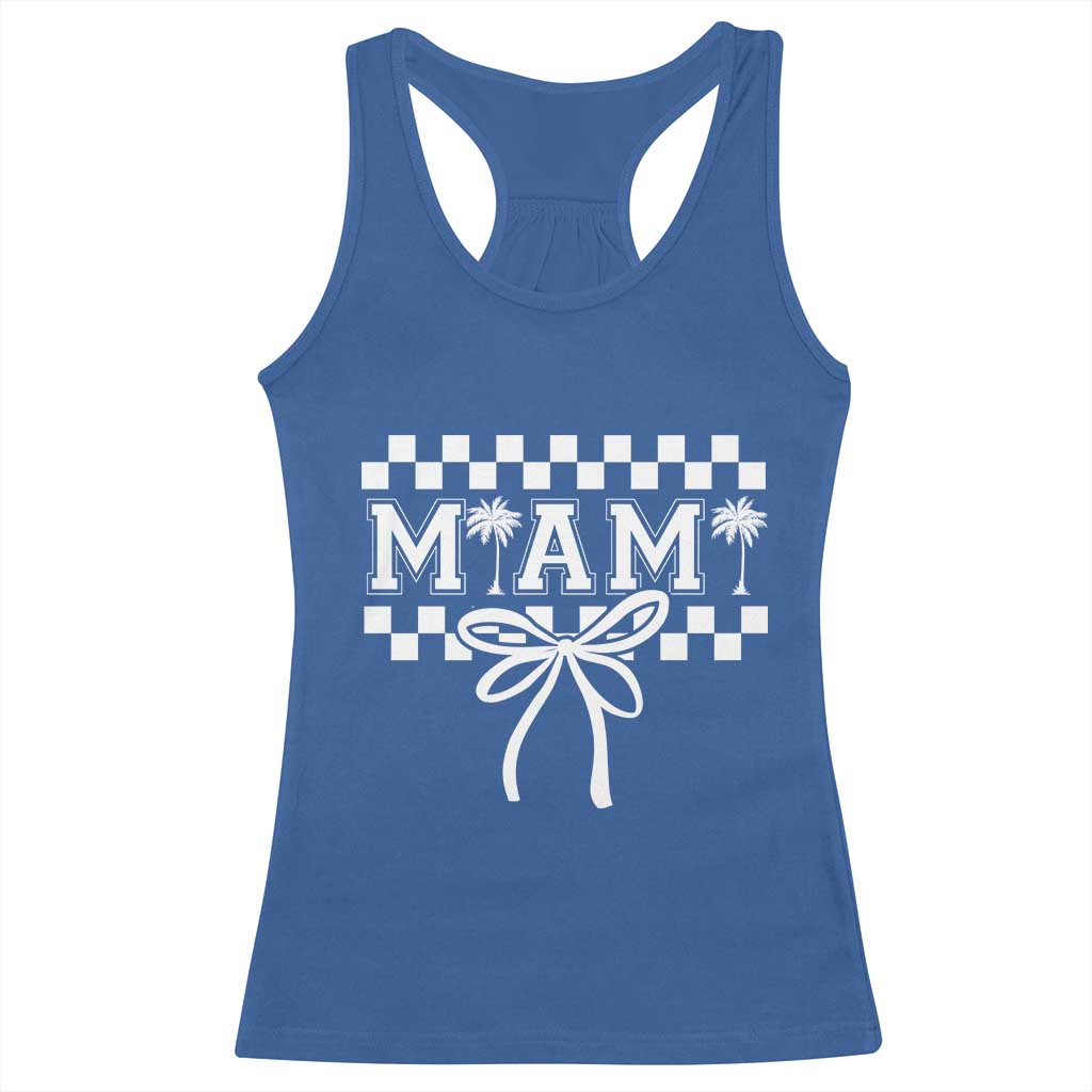 Preppy Miami Bow Aesthetic Racerback Tank Top Cute Checkered Palm Tree College Girl