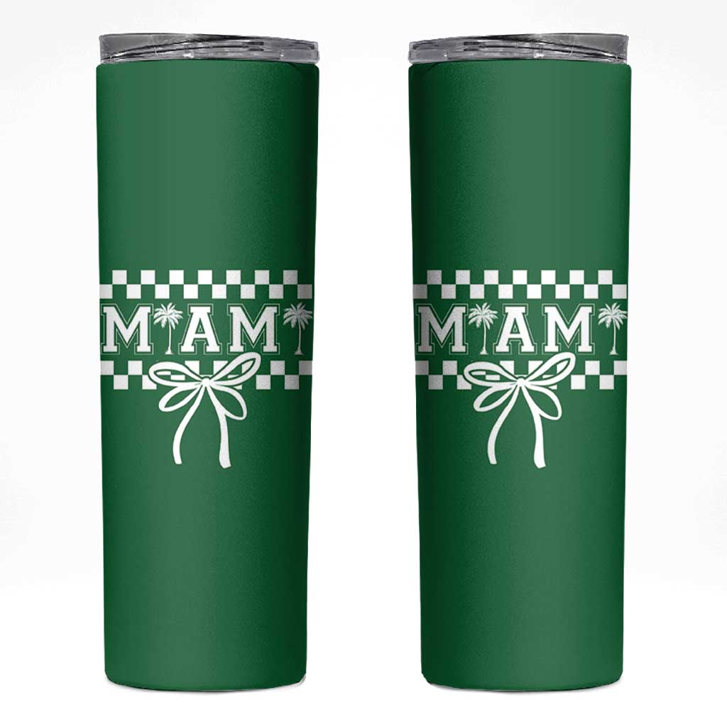 Preppy Miami Bow Aesthetic Skinny Tumbler Cute Checkered Palm Tree College Girl