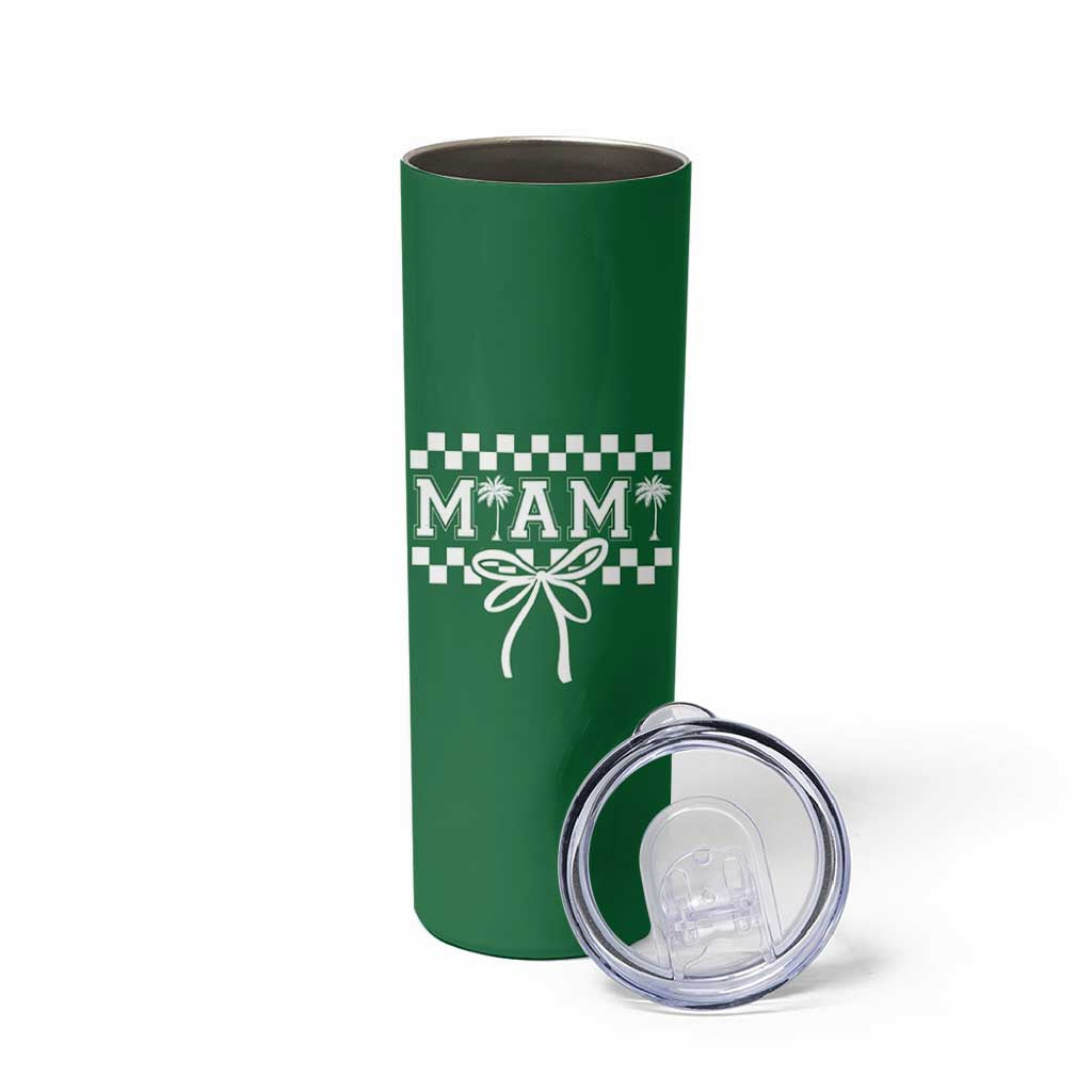 Preppy Miami Bow Aesthetic Skinny Tumbler Cute Checkered Palm Tree College Girl