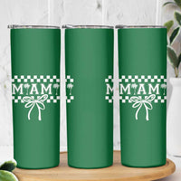 Preppy Miami Bow Aesthetic Skinny Tumbler Cute Checkered Palm Tree College Girl