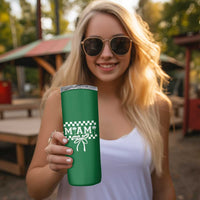 Preppy Miami Bow Aesthetic Skinny Tumbler Cute Checkered Palm Tree College Girl