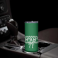 Preppy Miami Bow Aesthetic Skinny Tumbler Cute Checkered Palm Tree College Girl