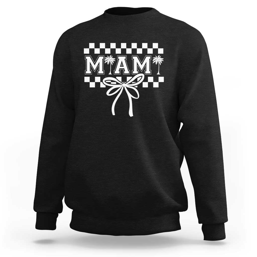 Preppy Miami Bow Aesthetic Sweatshirt Cute Checkered Palm Tree College Girl