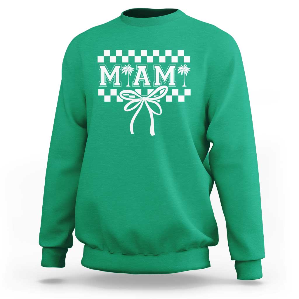 Preppy Miami Bow Aesthetic Sweatshirt Cute Checkered Palm Tree College Girl