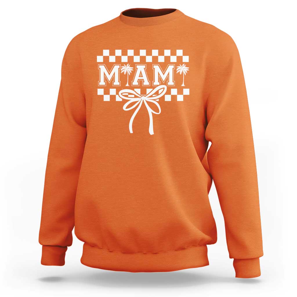 Preppy Miami Bow Aesthetic Sweatshirt Cute Checkered Palm Tree College Girl