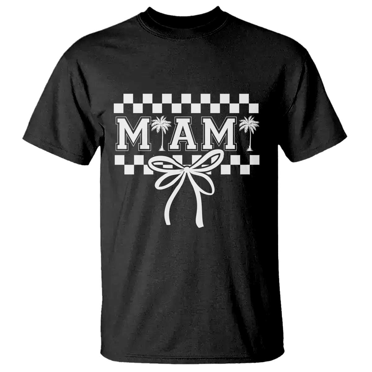 Preppy Miami Bow Aesthetic T Shirt Cute Checkered Palm Tree College Girl