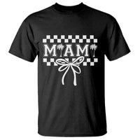 Preppy Miami Bow Aesthetic T Shirt Cute Checkered Palm Tree College Girl