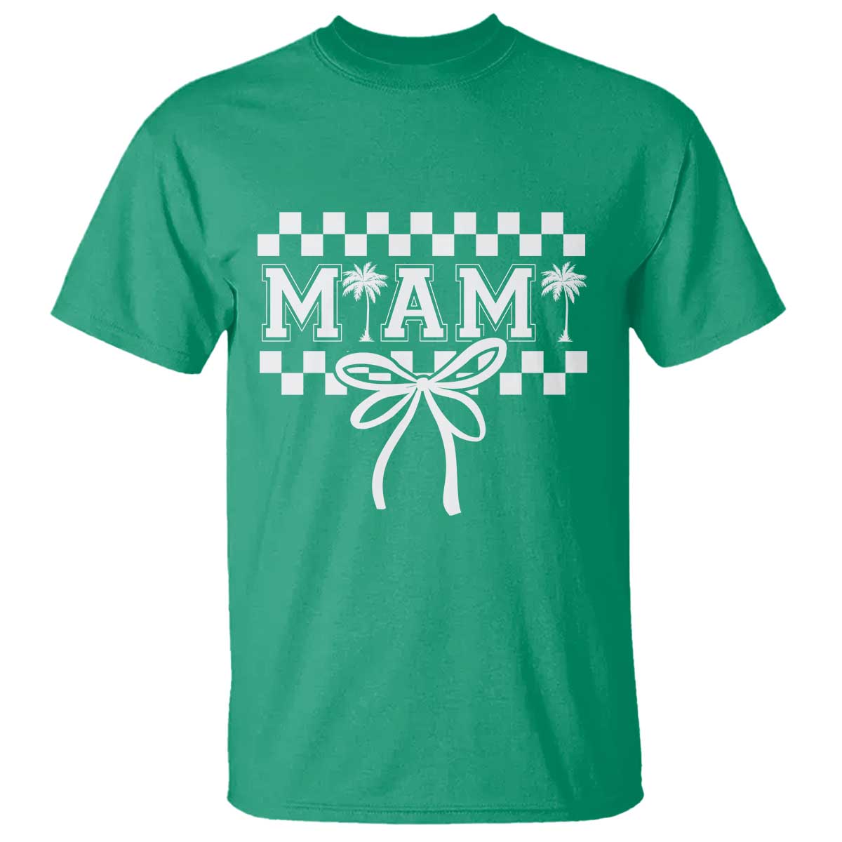 Preppy Miami Bow Aesthetic T Shirt Cute Checkered Palm Tree College Girl