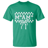 Preppy Miami Bow Aesthetic T Shirt Cute Checkered Palm Tree College Girl