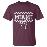 Preppy Miami Bow Aesthetic T Shirt Cute Checkered Palm Tree College Girl