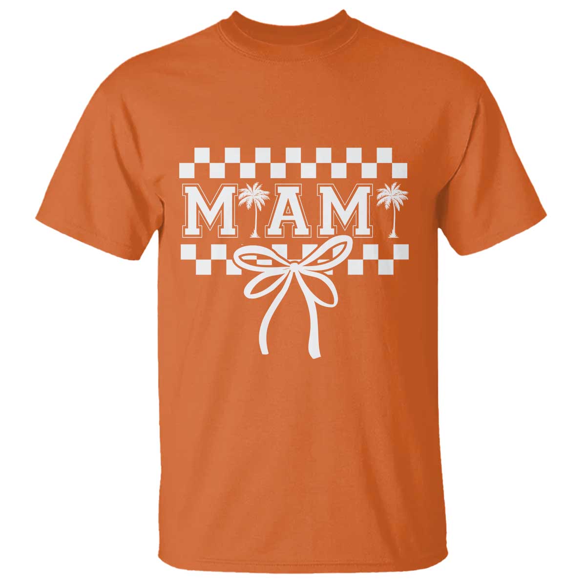 Preppy Miami Bow Aesthetic T Shirt Cute Checkered Palm Tree College Girl