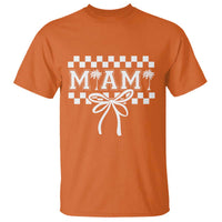 Preppy Miami Bow Aesthetic T Shirt Cute Checkered Palm Tree College Girl