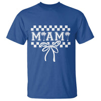 Preppy Miami Bow Aesthetic T Shirt Cute Checkered Palm Tree College Girl