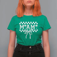 Preppy Miami Bow Aesthetic T Shirt For Women Cute Checkered Palm Tree College Girl