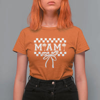 Preppy Miami Bow Aesthetic T Shirt For Women Cute Checkered Palm Tree College Girl