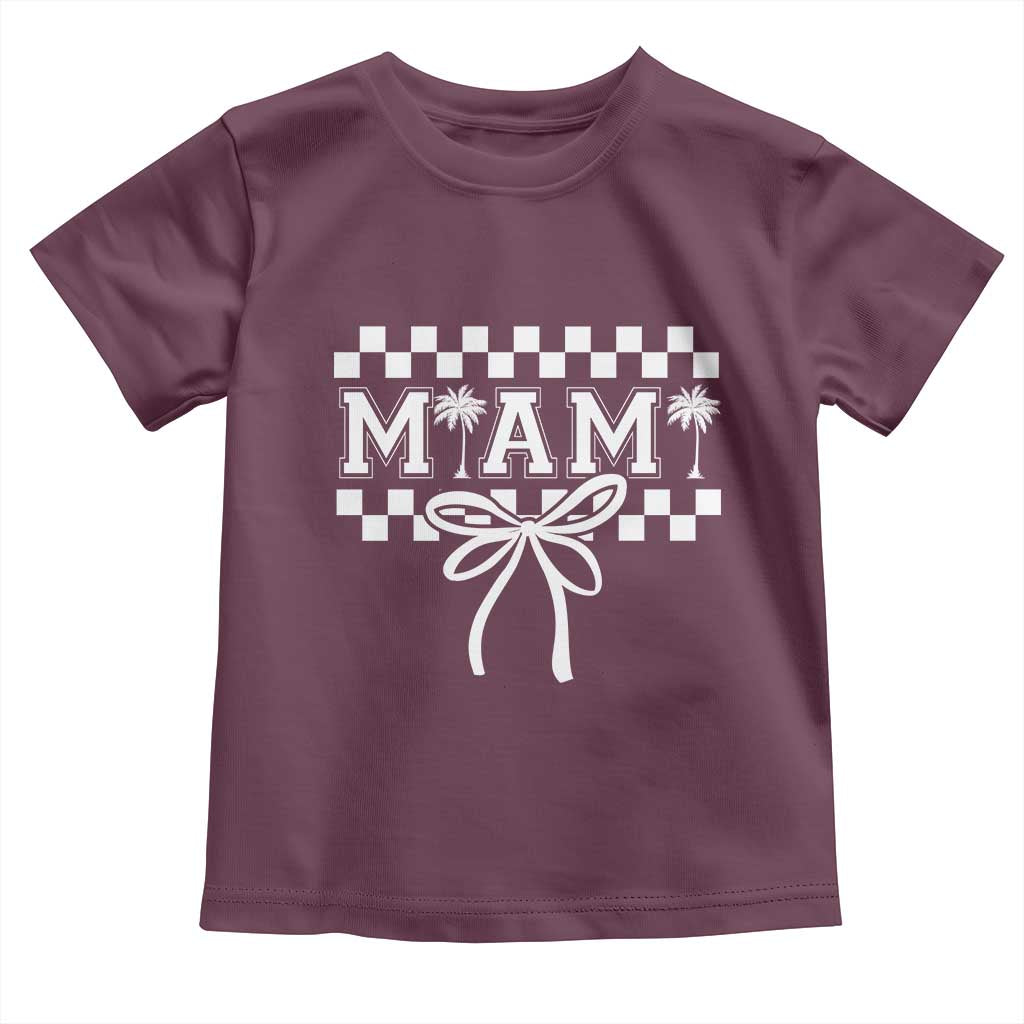 Preppy Miami Bow Aesthetic Toddler T Shirt Cute Checkered Palm Tree College Girl