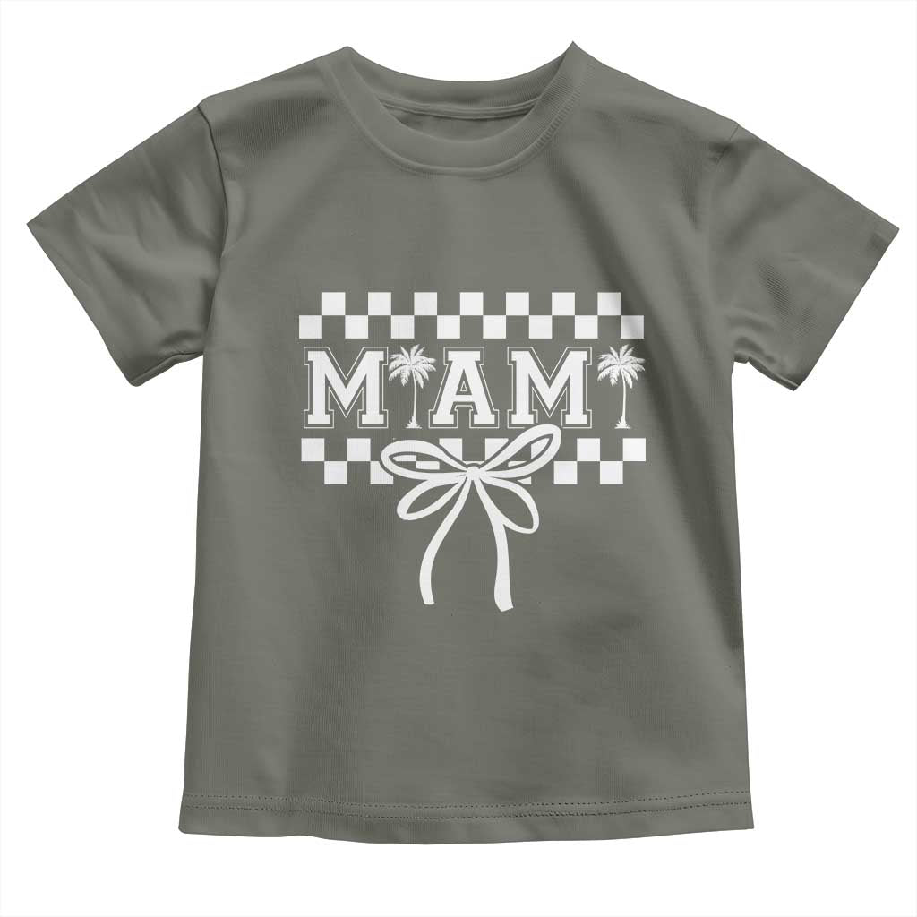Preppy Miami Bow Aesthetic Toddler T Shirt Cute Checkered Palm Tree College Girl
