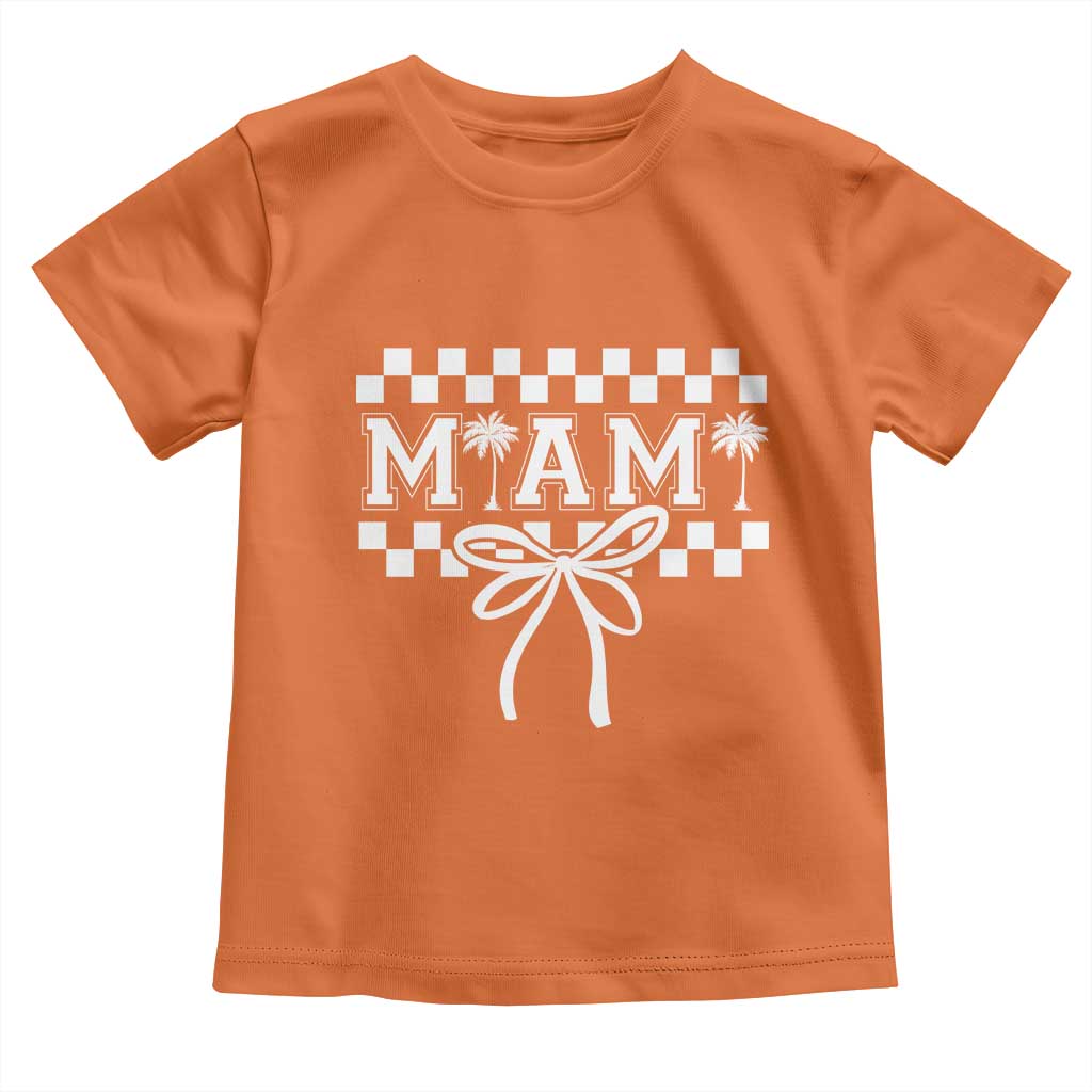 Preppy Miami Bow Aesthetic Toddler T Shirt Cute Checkered Palm Tree College Girl
