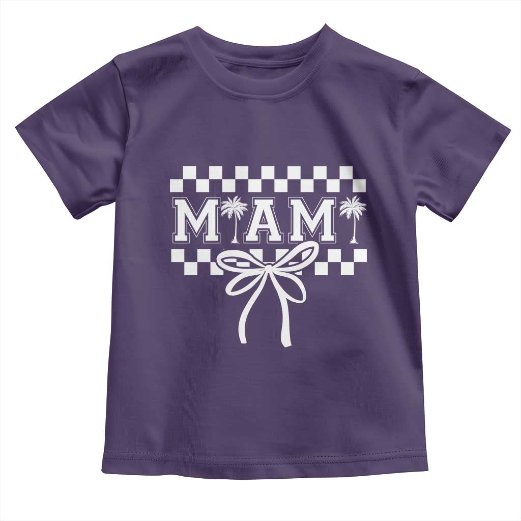 Preppy Miami Bow Aesthetic Toddler T Shirt Cute Checkered Palm Tree College Girl