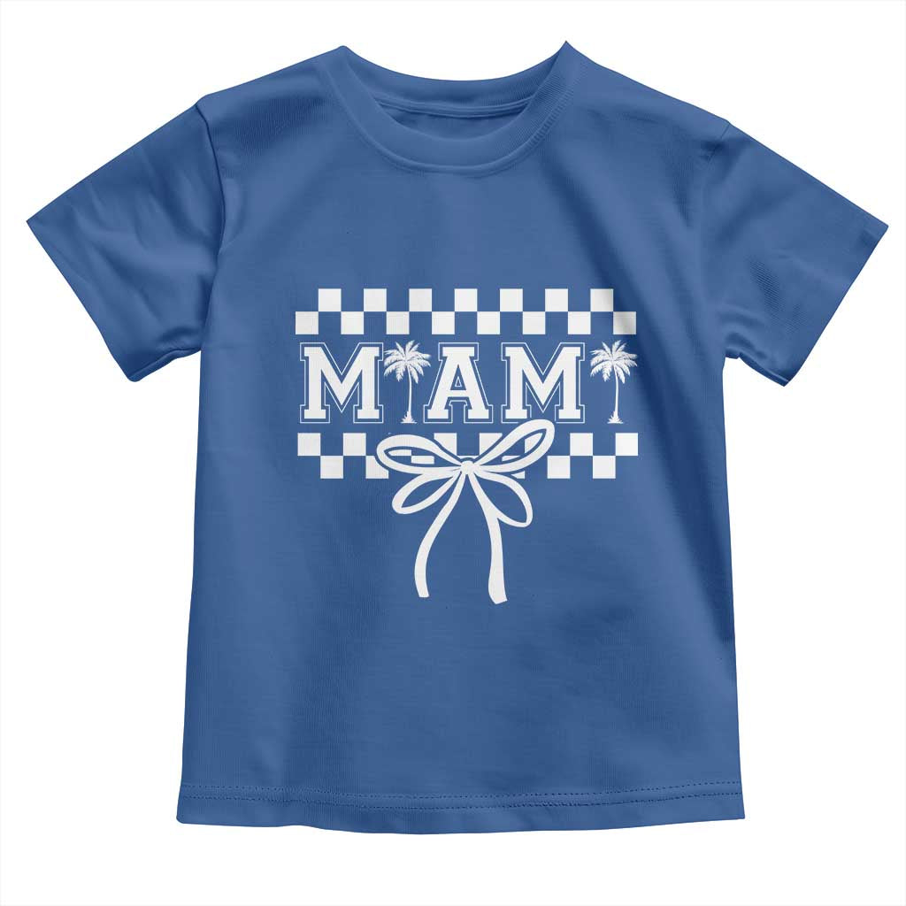 Preppy Miami Bow Aesthetic Toddler T Shirt Cute Checkered Palm Tree College Girl