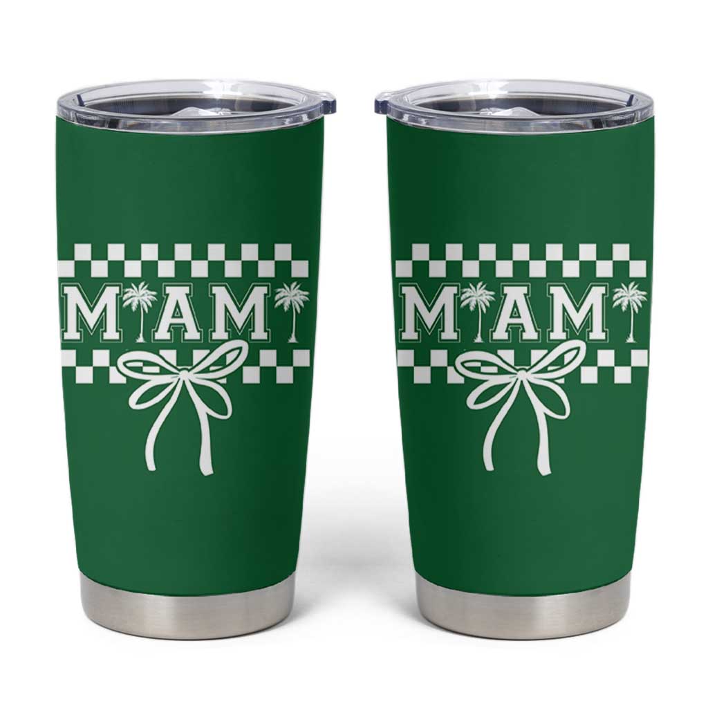Preppy Miami Bow Aesthetic Tumbler Cup Cute Checkered Palm Tree College Girl