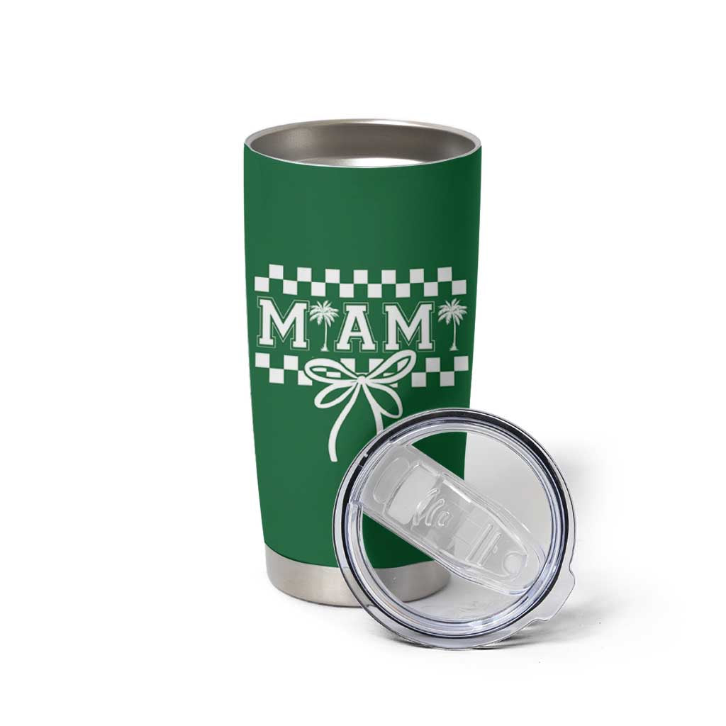 Preppy Miami Bow Aesthetic Tumbler Cup Cute Checkered Palm Tree College Girl